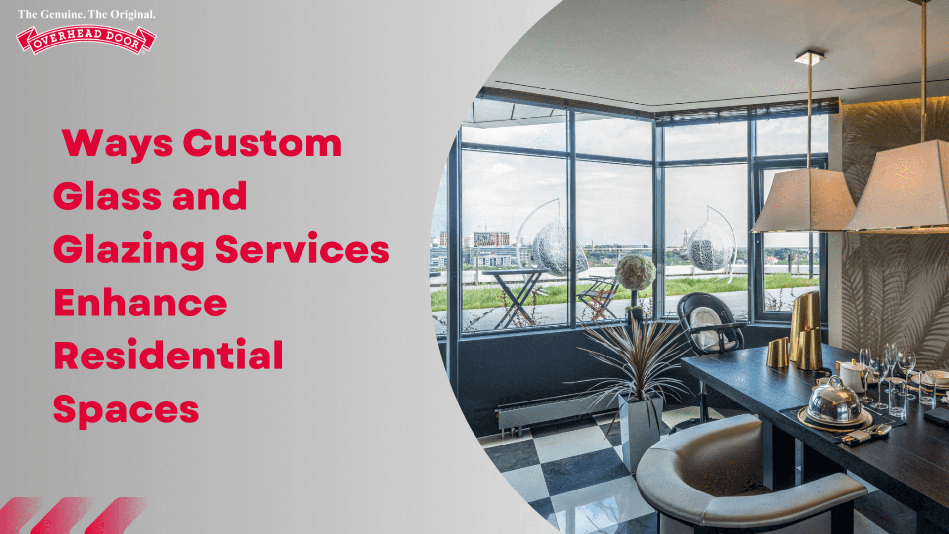 Modern interior dining space with large glass windows